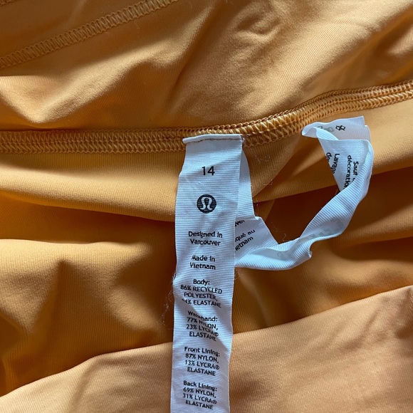 Lululemon Golden-Yellow Orange Skirt with Built-In Shorts, Size 14 - Picture 3 of 4